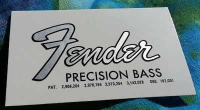 logo Fender, impression laser à l'encre métallique