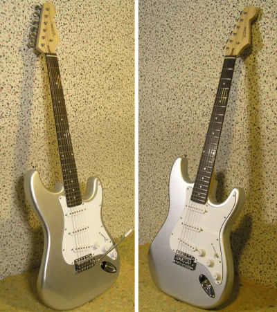 guitare electrique type strato argent